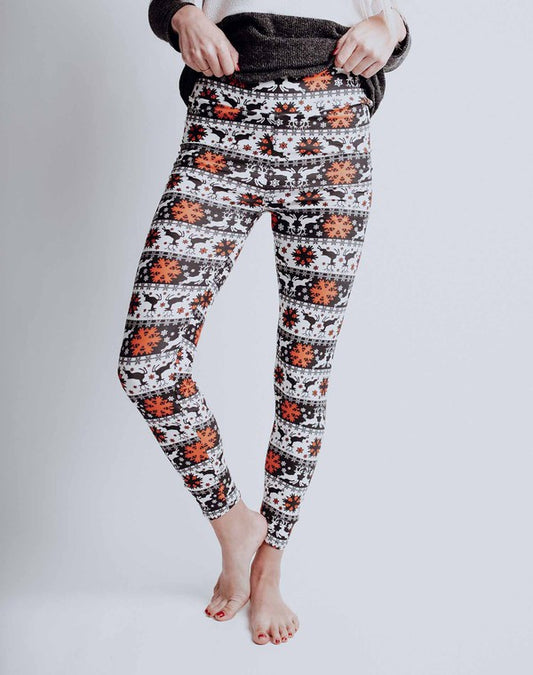 Christmas Leggings - Snowflake Reindeer