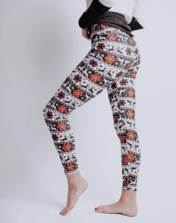 Christmas Leggings - Snowflake Reindeer