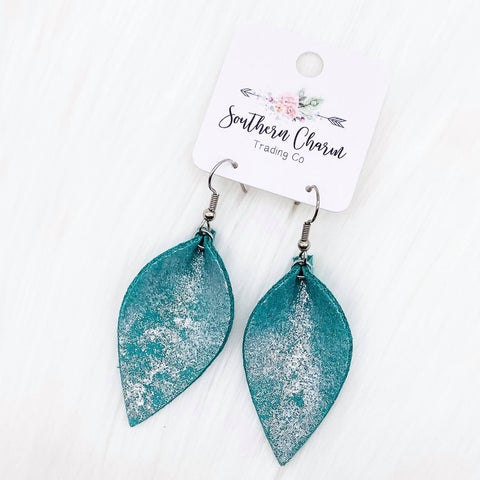 Teal Petal Earrings