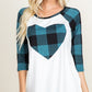 Teal Plaid Heart Raglan Tee