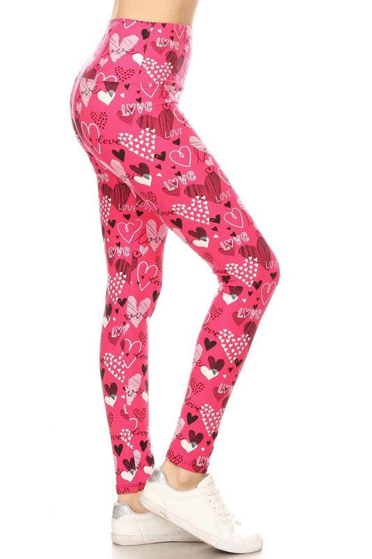 Valentines Pink Heart Leggings