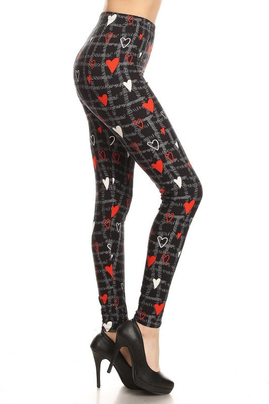 Valentines Black Heart Leggings