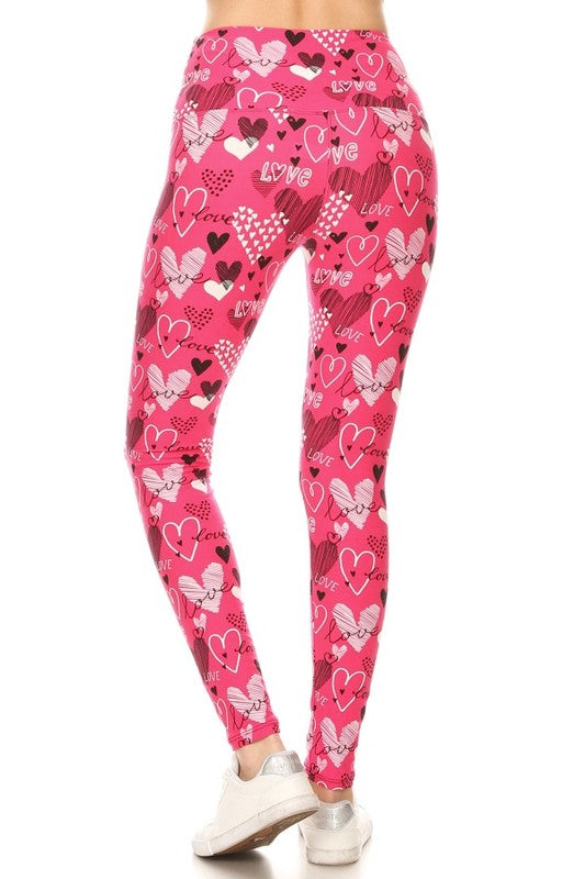 Valentines Pink Heart Leggings